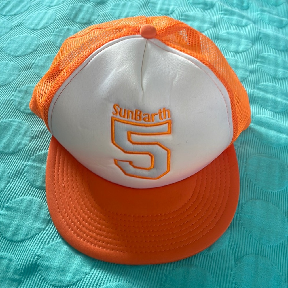 SunBarth neon orange snap back trucker hat ST BARTHS